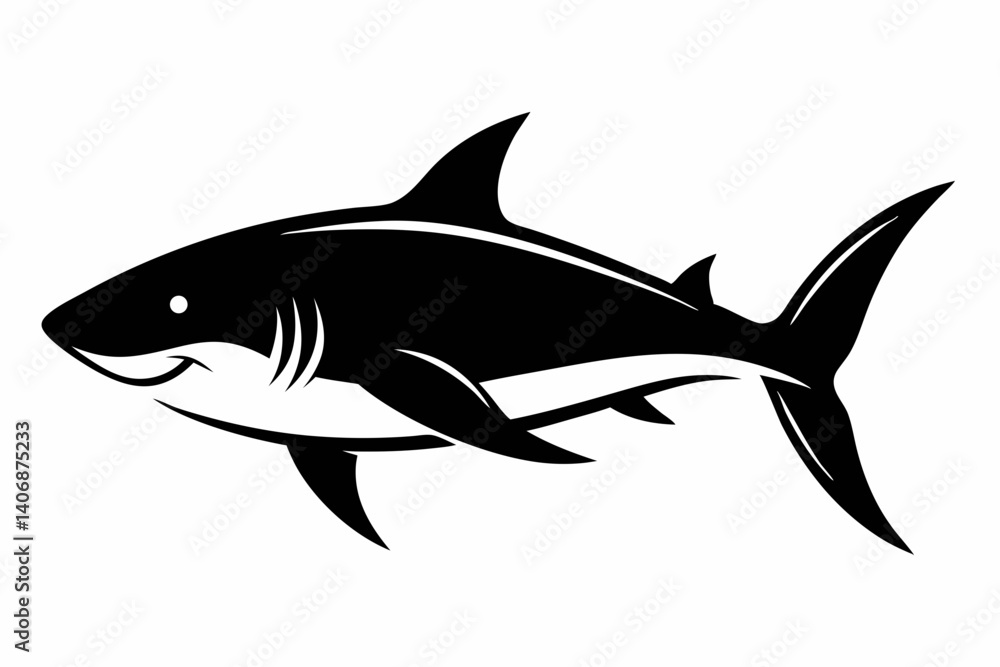 Fototapeta premium shark silhouette line art vector illustration
