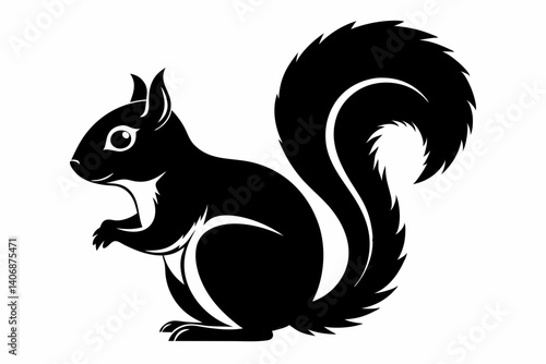 squirrel silhouette line art vector illustration