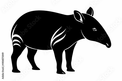 tapir silhouette line art vector illustration