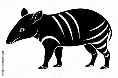 tapir silhouette line art vector illustration