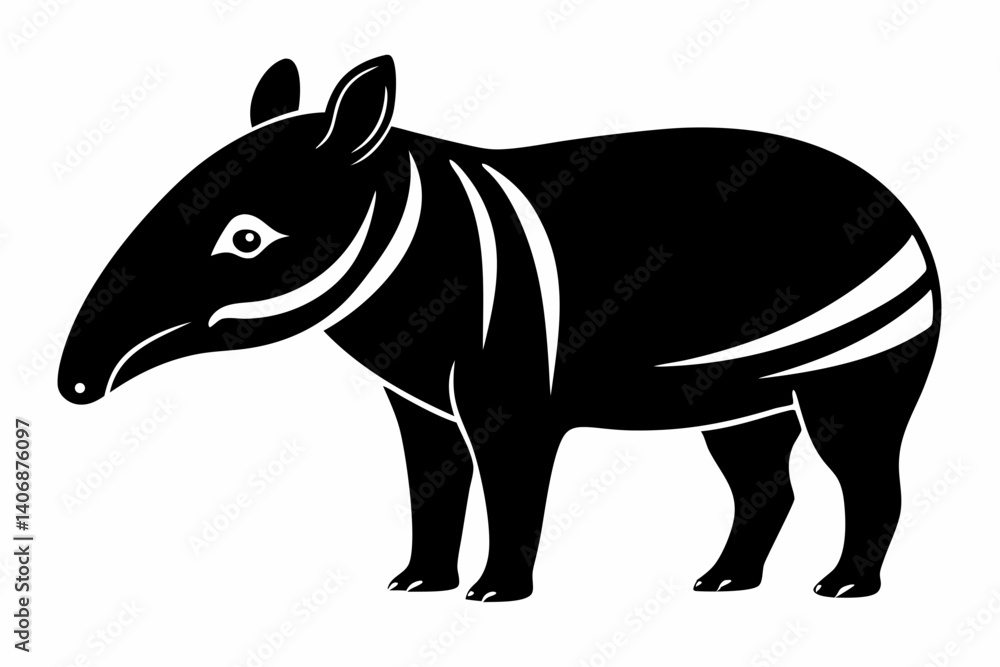 Fototapeta premium tapir silhouette line art vector illustration