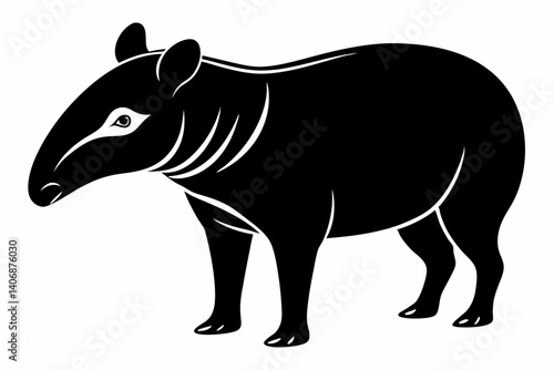tapir silhouette line art vector illustration