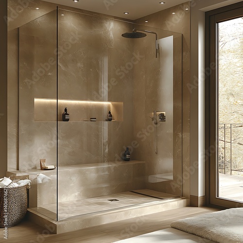 Modern wet room style shower corner high resolution picture