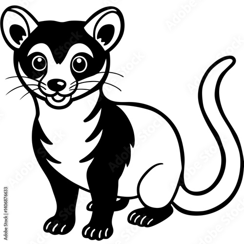 Minimal Happy Asian Palm Civet Vector Illustration on White Background
