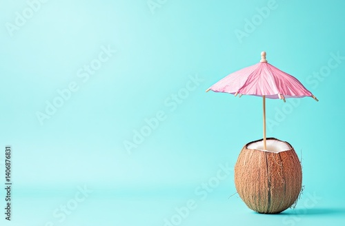 Wallpaper Mural Creative Summer Banner with Coconut and Umbrella Torontodigital.ca