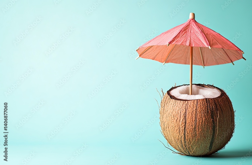 custom made wallpaper toronto digitalTropical Coconut Drink with Copy Space – Summer Concept