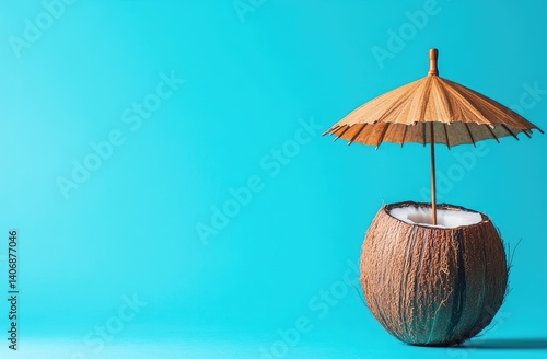 Wallpaper Mural Tropical Coconut Drink with Copy Space – Summer Concept Torontodigital.ca