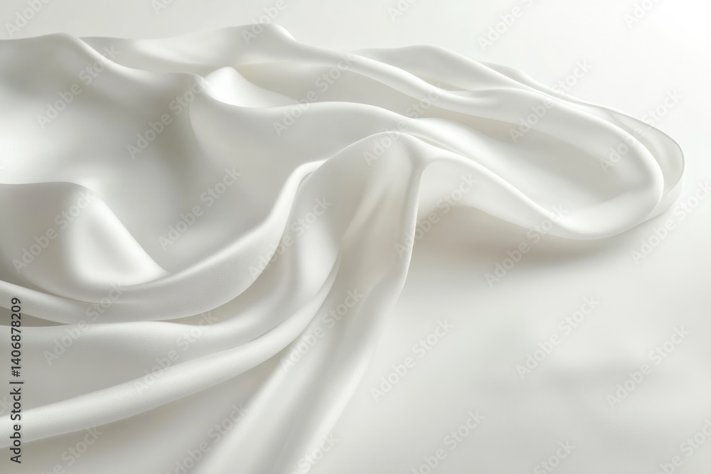 Obraz premium Draped white fabric with soft folds and subtle texture, elegant and luxurious.