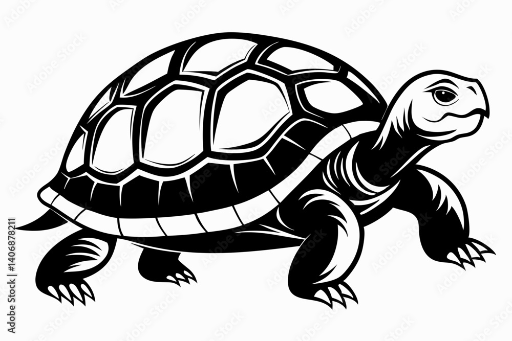 Fototapeta premium tortoise silhouette line art vector illustration