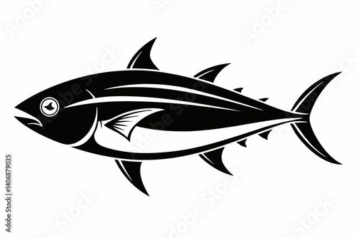 tuna silhouette line art vector illustration