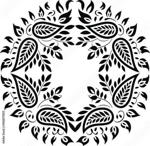 Folk Floral Mandala Vector Design