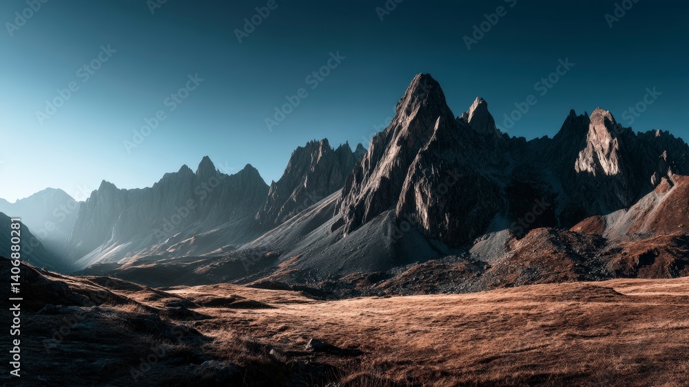 Naklejka premium Conceptual Art Scene with Mountains