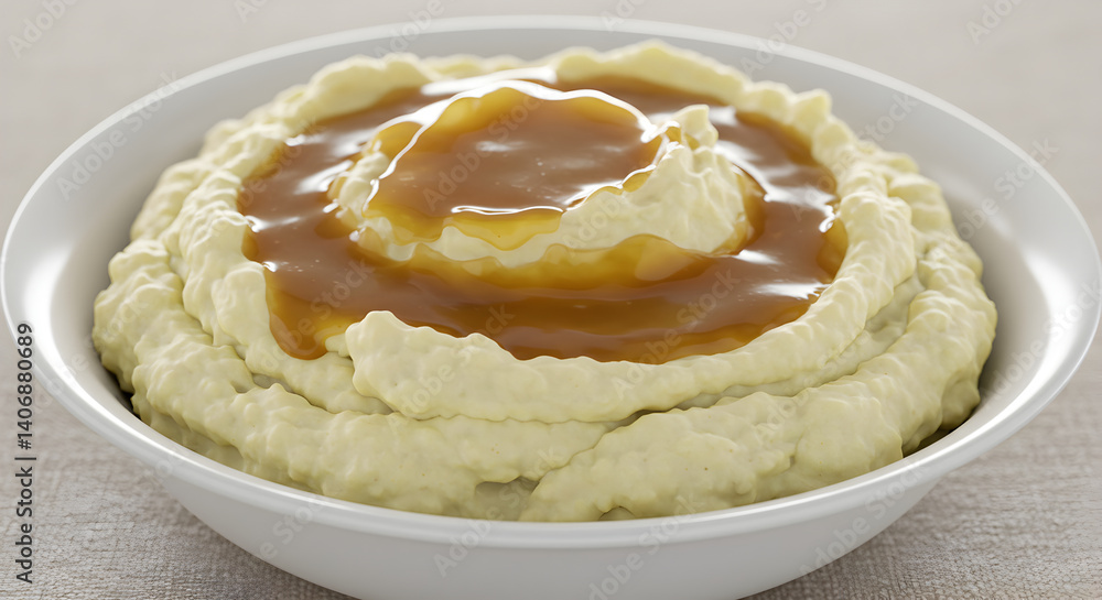 Creamy Mashed Potatoes Delight with Rich Brown Gravy For Dinner Meal Creamy Mashed Potatoes Delight with Rich Brown Gravy For Dinner Meal