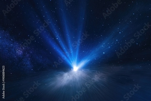 Wallpaper Mural A bright light bursts from the center of a dark, star-filled night sky, creating a cosmic spectacle. Torontodigital.ca