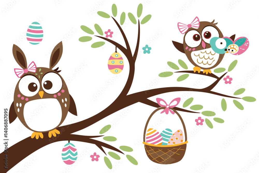 Fototapeta premium easter bunny with eggs