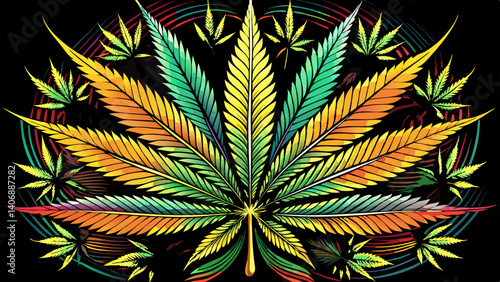 Marijuana Cannabis on Black Background