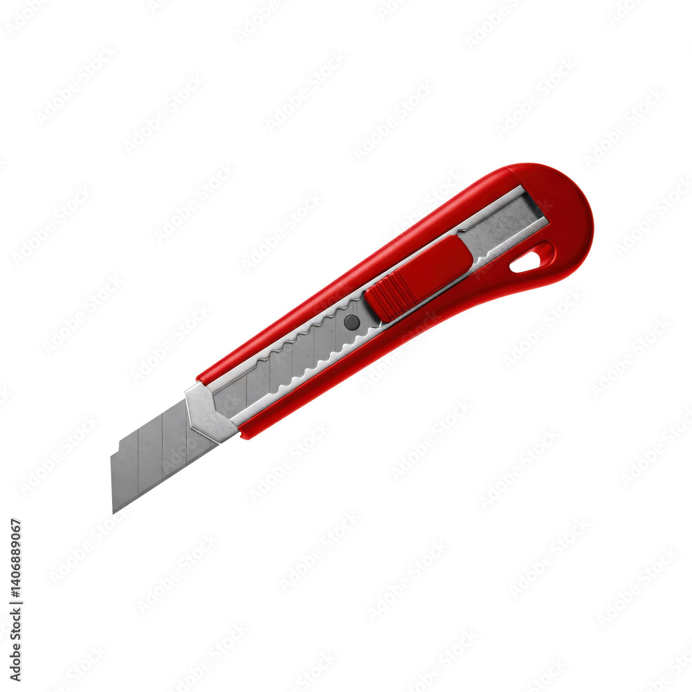 Red box cutter on a transparent background Red box cutter on a transparent background