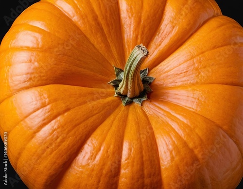 Wallpaper Mural Vibrant orange pumpkin showcasing its smooth texture and detailed stem against a dark background. Torontodigital.ca
