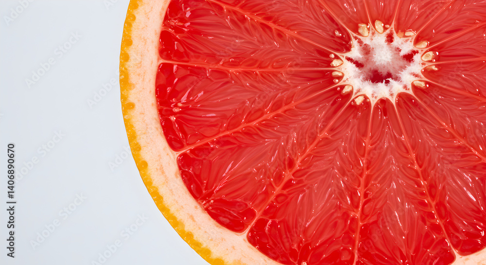 Close Up View Of Freshly Cut Refreshing Pink Grapefruit Slice Close Up View Of Freshly Cut Refreshing Pink Grapefruit Slice