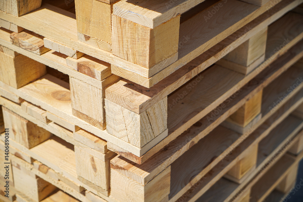 Wooden Pallets Stacked Outdoors Under Natural Light