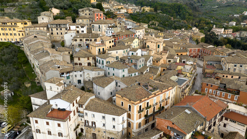 Obraz na płótnie Aerial view of houses in the town of Arpino, located in the province of Frosinone in Lazio, Italy. w salonie