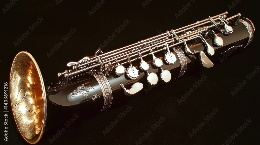 Fototapeta premium Black saxophone with intricate details
