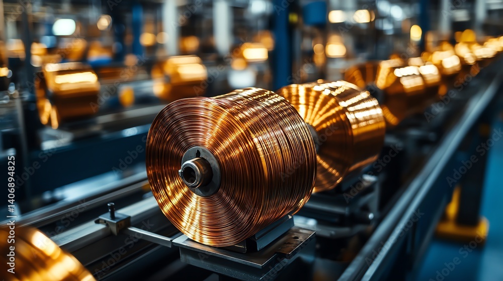 Obraz premium Modern copper wire factory making very fine thin copper