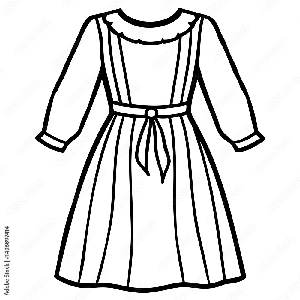 Minimal Maxi Dress Vector Illustration on White Backgroun Minimal Maxi Dress Vector Illustration on White Backgroun