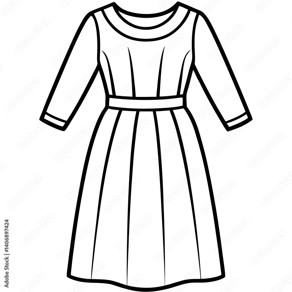Minimal Maxi Dress Vector Illustration on White Backgroun Minimal Maxi Dress Vector Illustration on White Backgroun