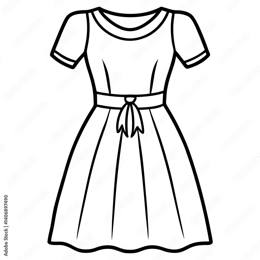 Minimal Maxi Dress Vector Illustration on White Backgroun Minimal Maxi Dress Vector Illustration on White Backgroun