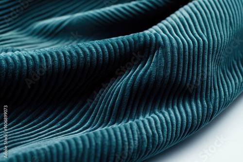 Wallpaper Mural Close-up of teal corduroy fabric, showing texture and ribbed pattern. Torontodigital.ca