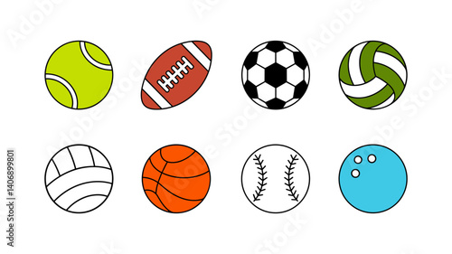 Sports Balls Collection: A vibrant and diverse collection of sports balls, each meticulously crafted to represent a beloved game. This image is perfect for illustrating sports themes.