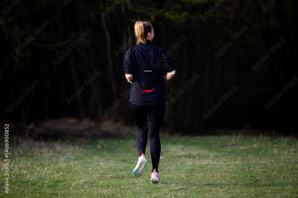 healthy fit woman in her forties running outdoors healthy fit woman in her forties running outdoors