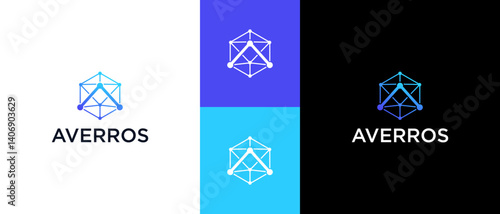 Letter A, Initial A software dot concept technology Logo design