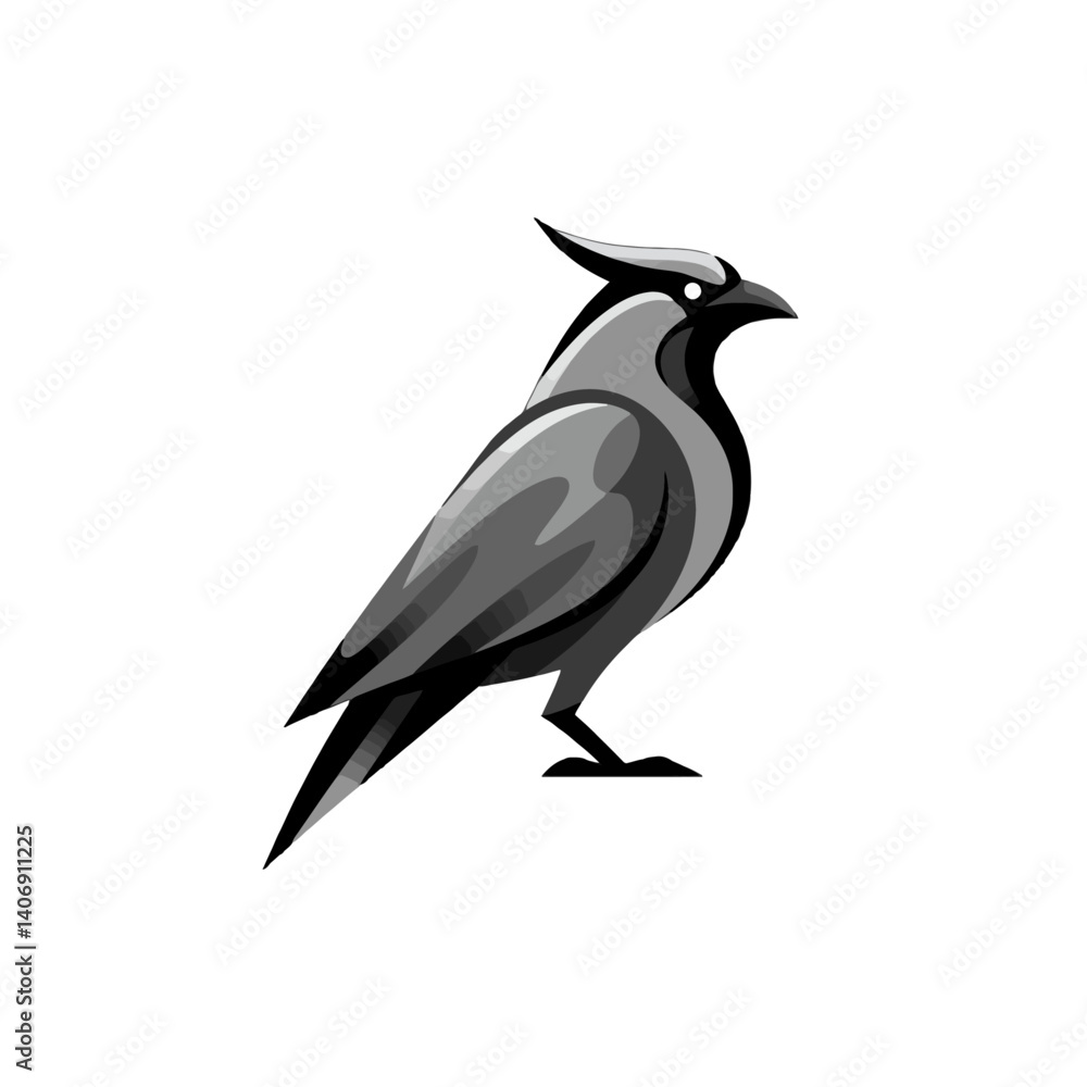 Fototapeta premium Elegant Monochrome Raven Illustration