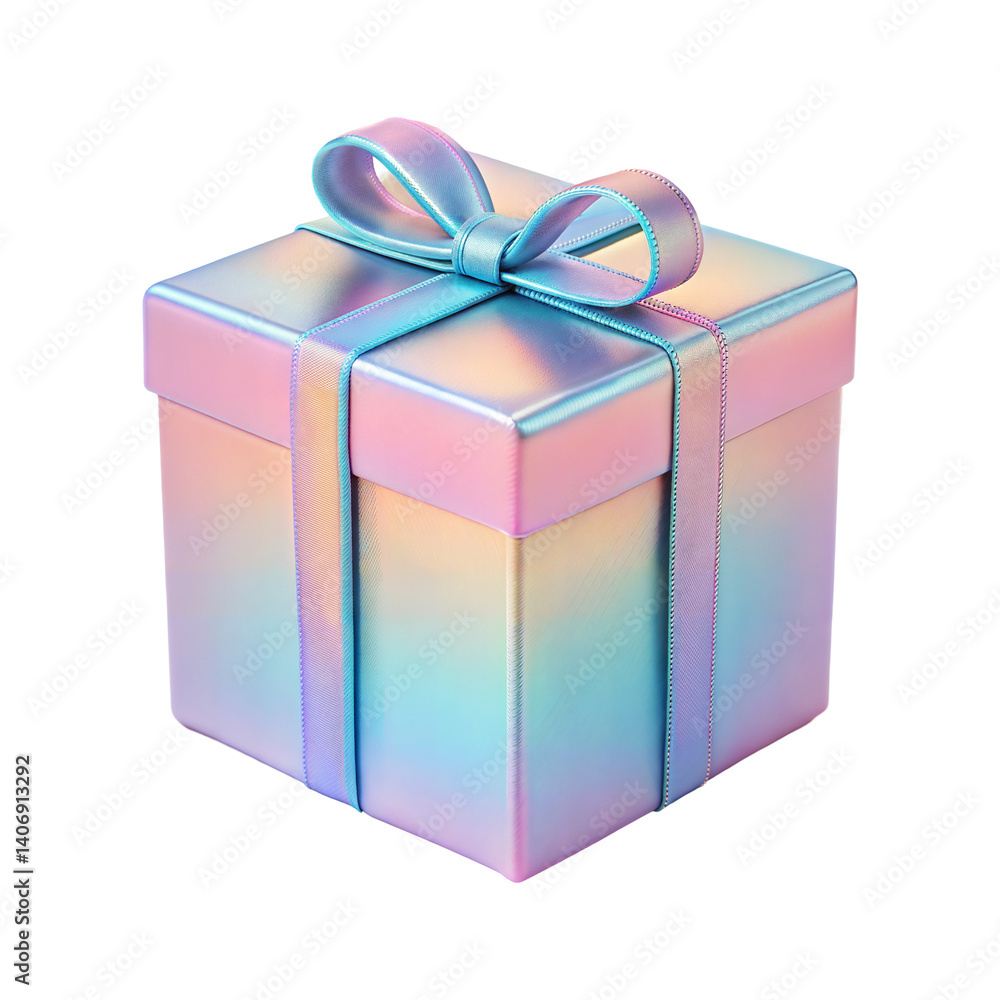 Obraz premium 3d holographic gift box isolated on transparent background. Png