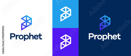 Letter P sofware technology for media Logo design template