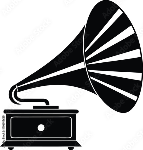 Phonograph Horn-Shaped Speaker Silhouette Vector