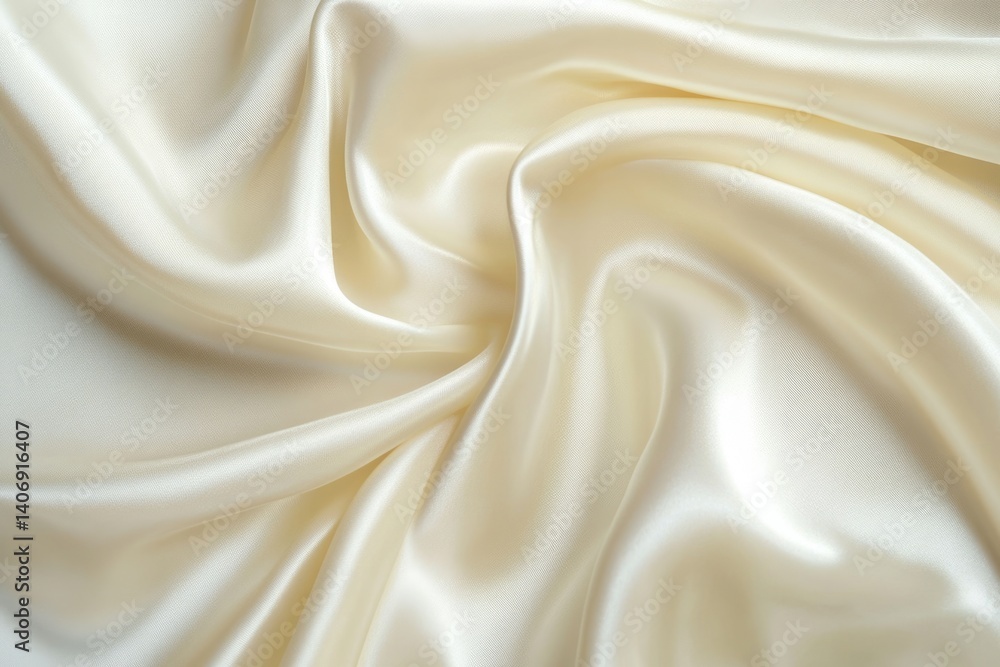 Fototapeta premium Creamy, luxurious satin fabric with soft folds and elegant drapes.