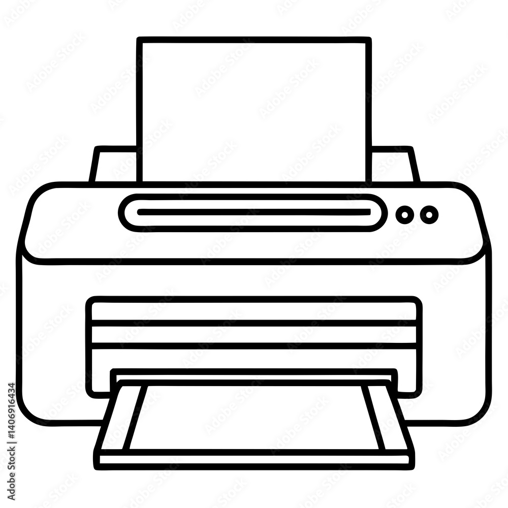 Minimal Printer Vector Illustration on White Background Minimal Printer Vector Illustration on White Background