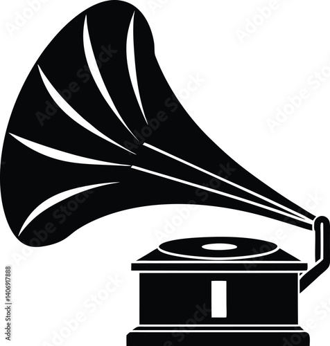 Phonograph Horn-Shaped Speaker Silhouette Vector