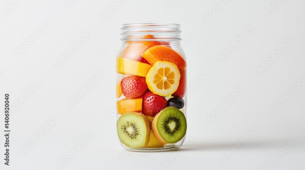 Fresh and Colorful Fruit Jar Filled with Healthy Ingredients Fresh and Colorful Fruit Jar Filled with Healthy Ingredients
