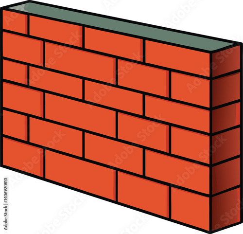 Red bricks vector illustration on a white background, Red brick wall vector art, image, graphics