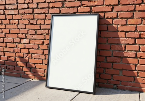 Perspective poster mockup leaning on red brick wall