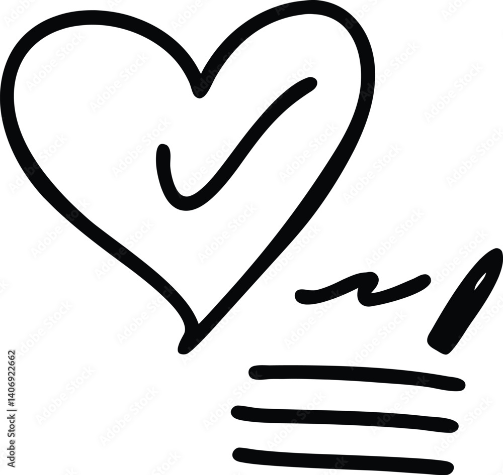 Fototapeta premium line art, black and white, minimalist heart icon, broken heart symbol, fracture line, simple geometric design, vector graphic 
