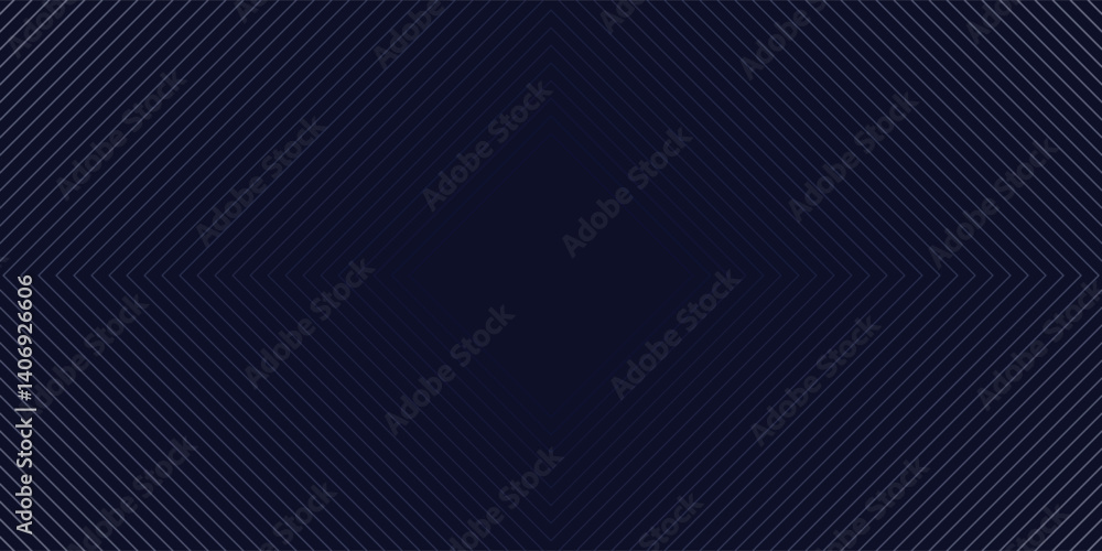 Obraz premium Abstract dark futuristic technology banner background. Glowing white and blue arrow lines graphic design. Modern geometric line pattern