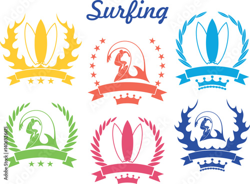 Surfing logo. Isolated Surfing on white background