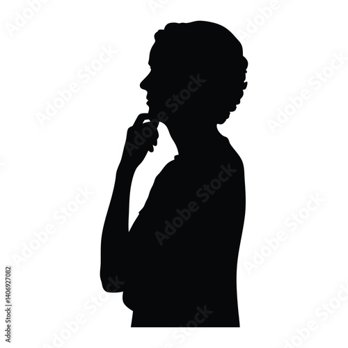 Woman thinking vector silhouette