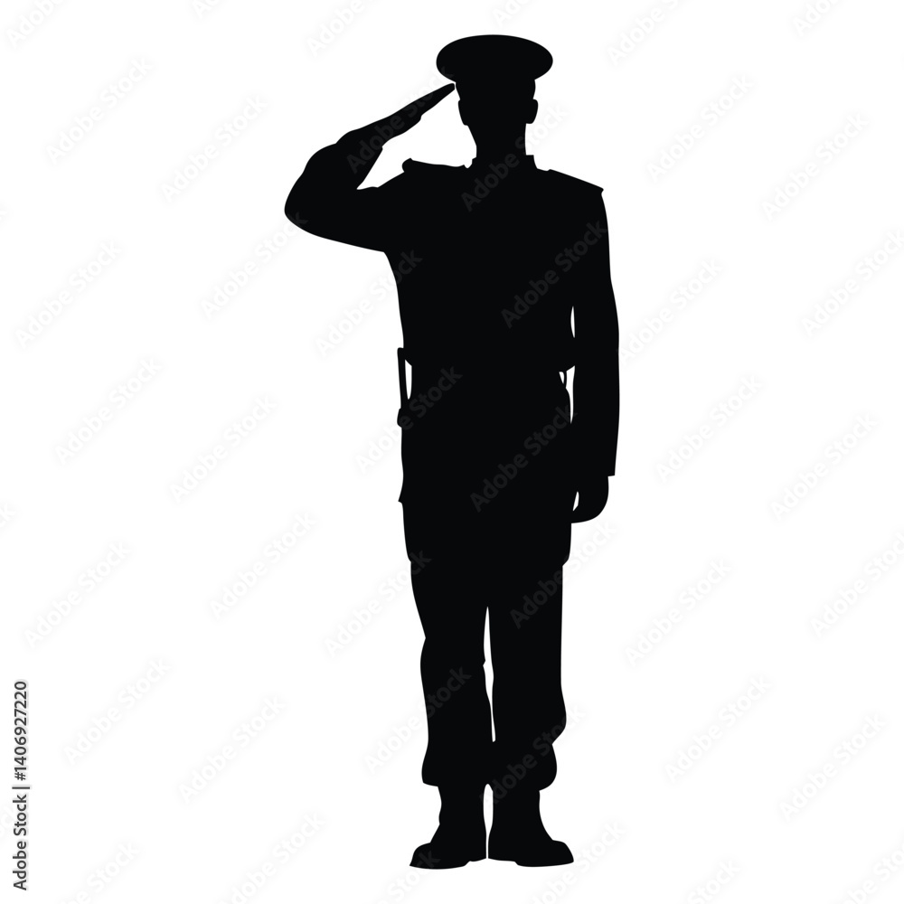 Soldier salute vector silhouette