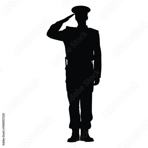 Soldier salute vector silhouette